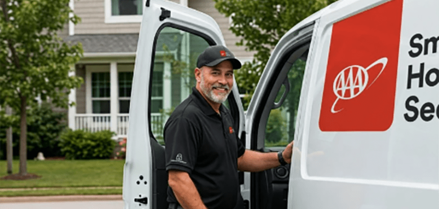 AAA Expert standing in front of a installation truck
