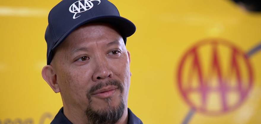 AAA motorcycle roadside service technician Douglas Chew