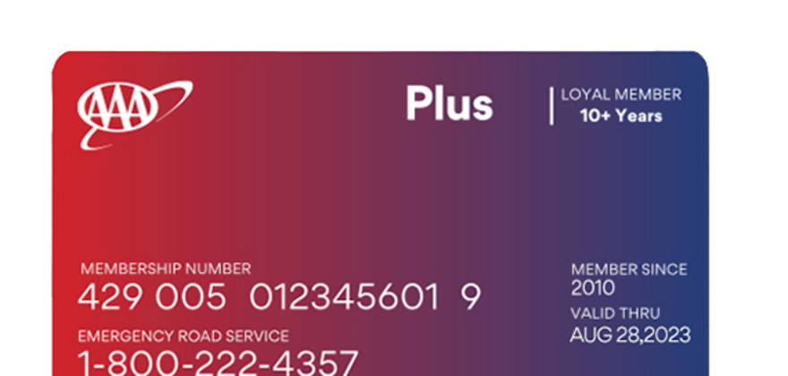 Example of a AAA Plus membership card