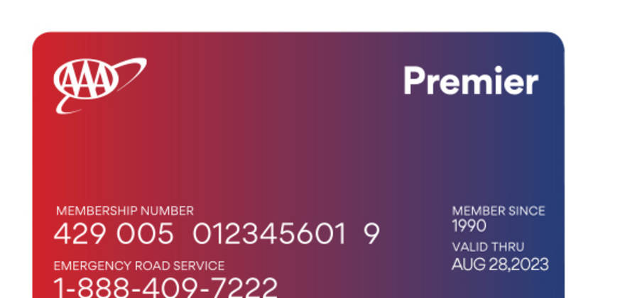 Example of a AAA Premier membership card