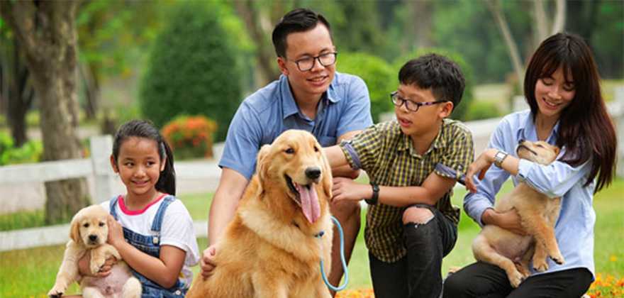 Family with a dog