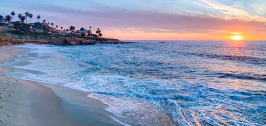 beach at sunset in san diego california