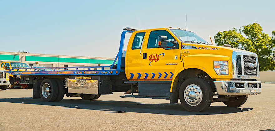 AAA tow truck waiting to help with roadside assistance