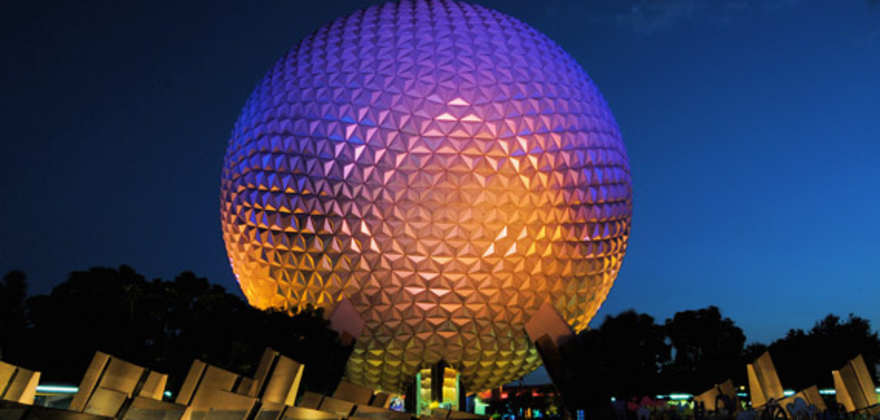Epcot at night at Walt Disney World