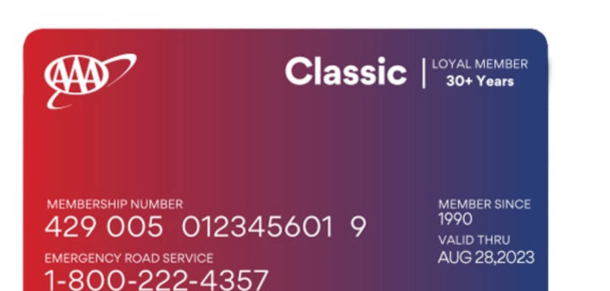 Example of a AAA Classic membership card