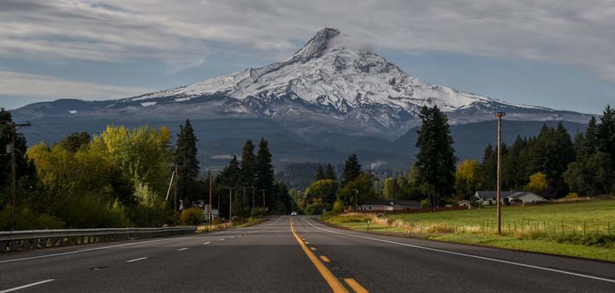 highway in front of Mount Hood, Oregon