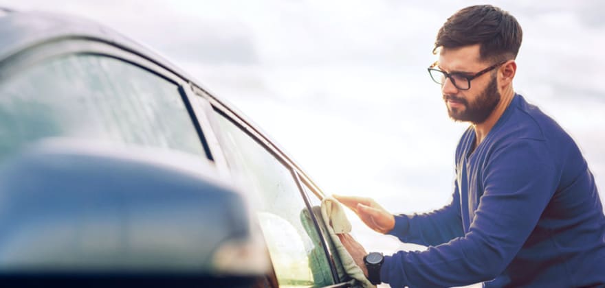 Man washing car