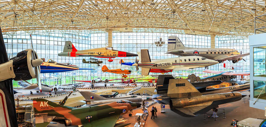 Airplanes in Seattle's Museum of Flight.