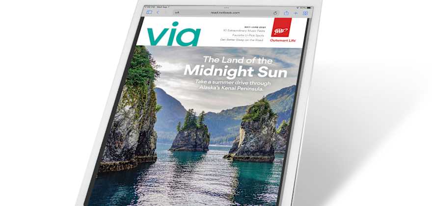 Via Magazine May June 2023 digital magazine cover on a tablet.