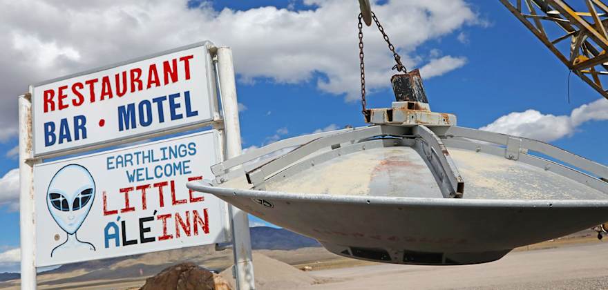 A sign advertising the Little A'Le'Inn restaurant/motel.
