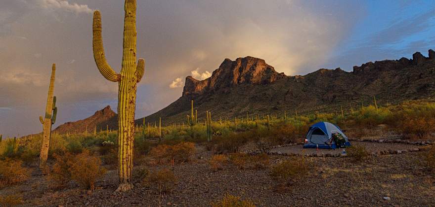 A tent in Picacho Peak State Park Campground, Wymola, Arizona.