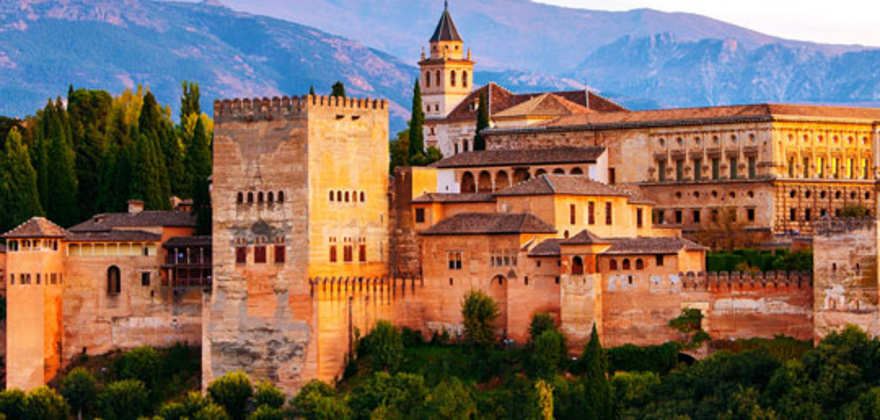  Aerial view of Alhambra Palace in Granada, Spain