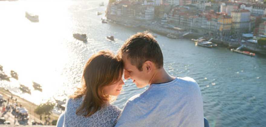 Couple enjoying view of Portugal 