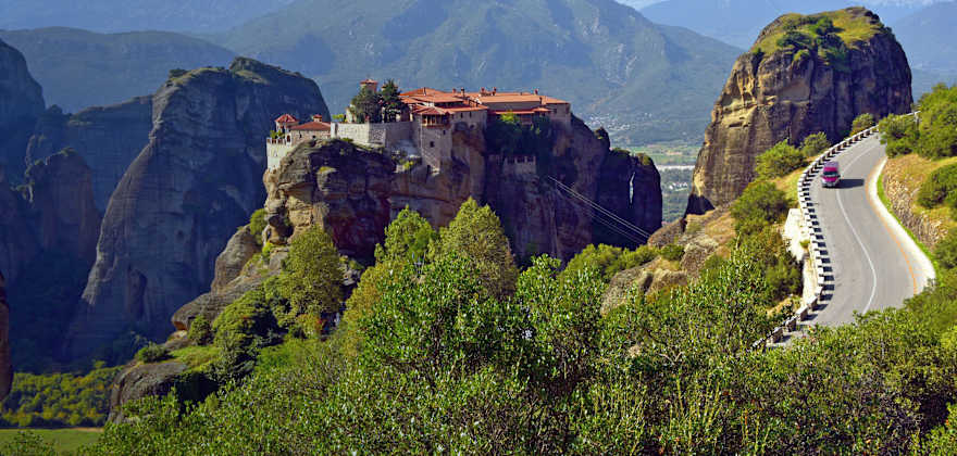 varlaam monastery on a rocky hilltop in greece