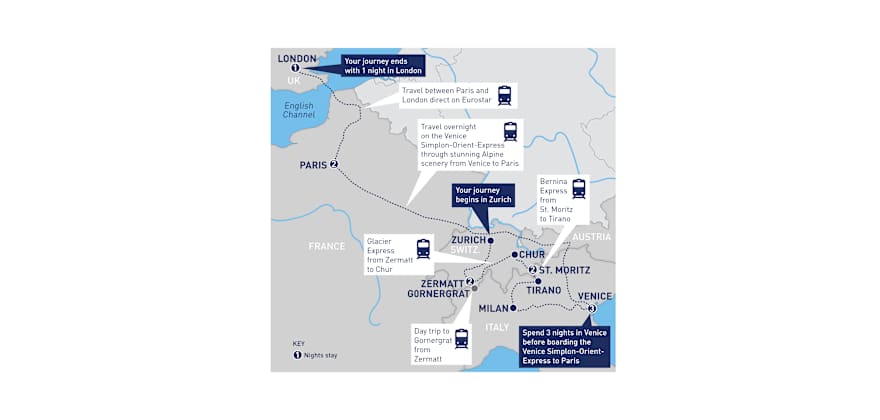 map of venice simplon orient express route