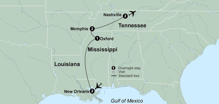 map of music of america guided tour