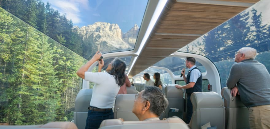 train passengers looking outside of window