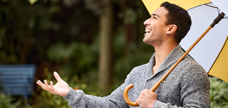 man with umbrella