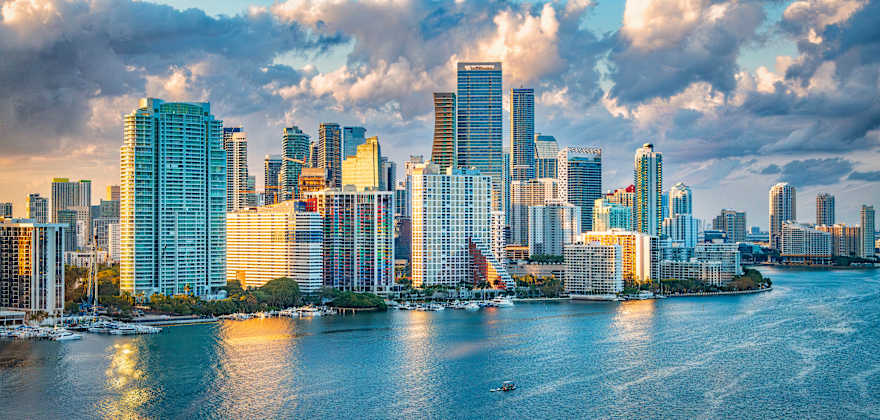 aerial of miami skyline