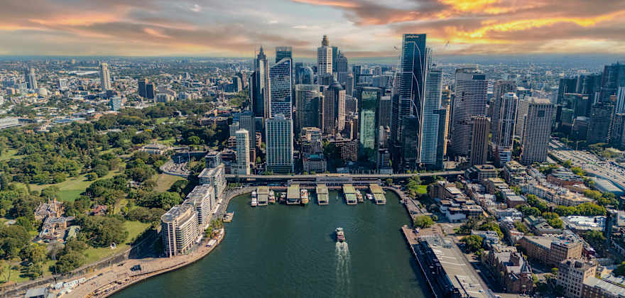 aerial of sydney and circular quay port
