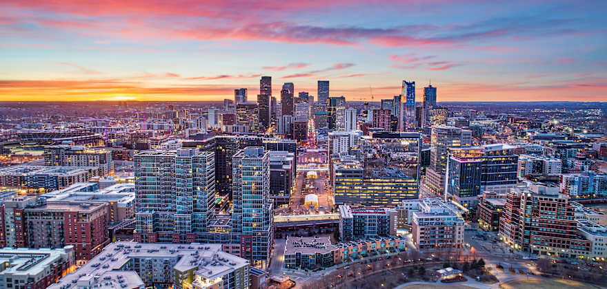 aerial of downtown denver