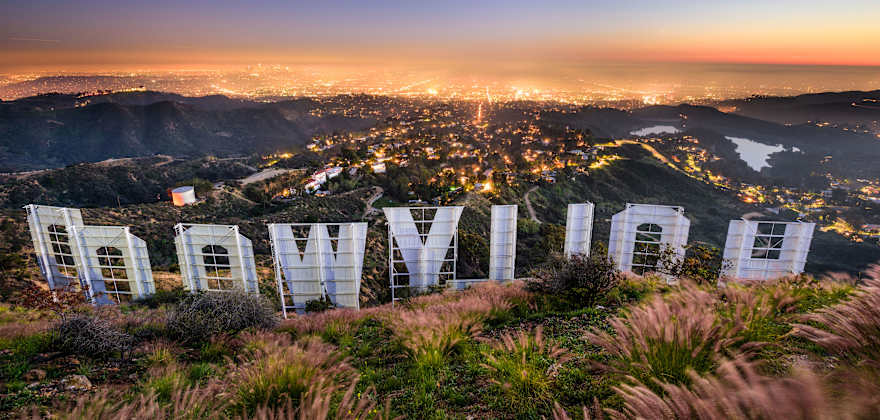 Overlooking Los Angeles from behind the Hollywood sign.