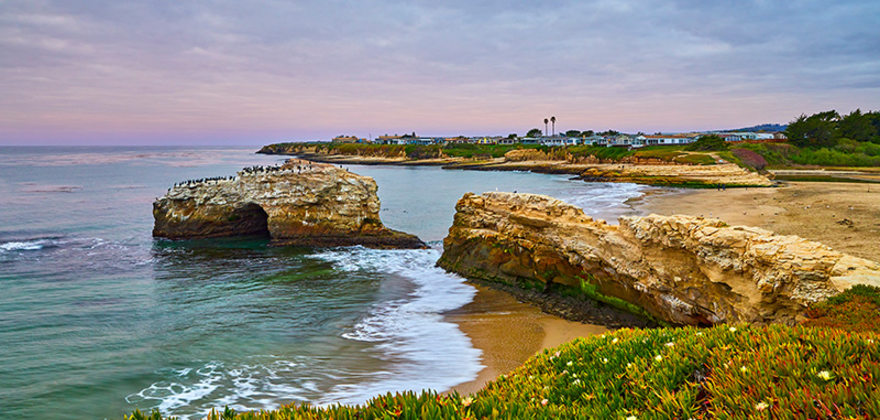 sunset at natural bridges park in santa cruz county