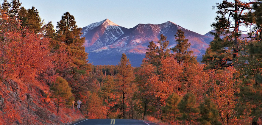mountains in Flagstaff, AZ at sunrise