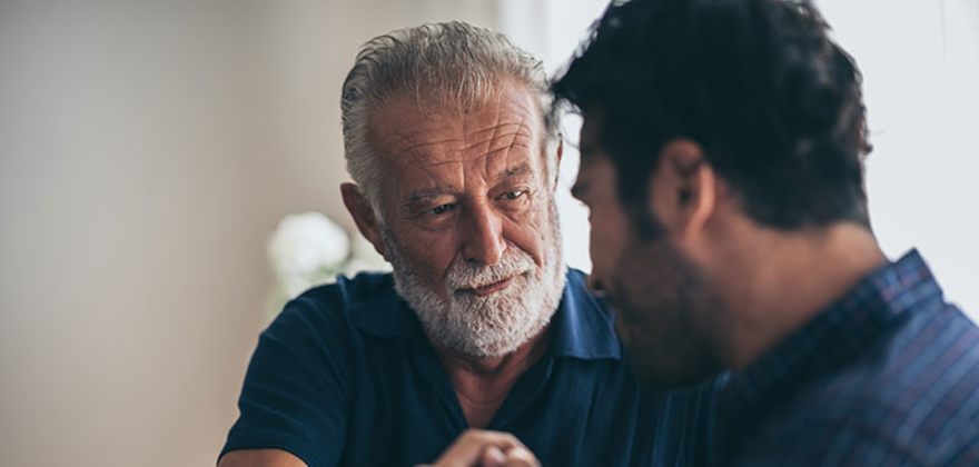 a son talks to his aging father about driving safely