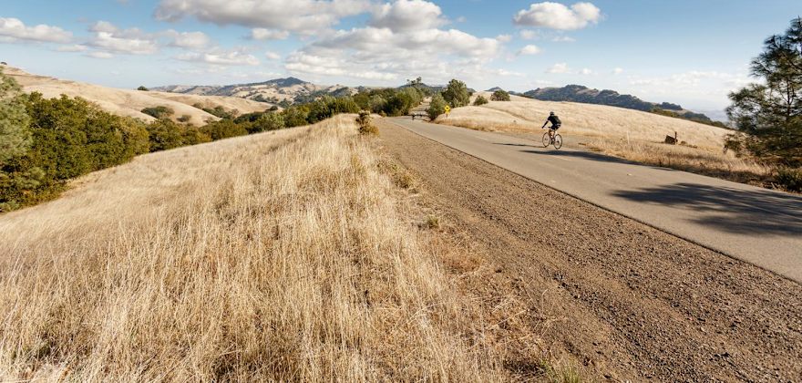 Cyclists on road towards Mount Diablo's summit in Contra Costa County, California