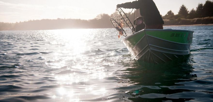 Fisherman checking crab pots off Oregon coast