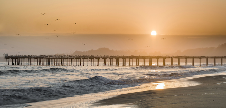 Seacliff State Beach at sunset.
