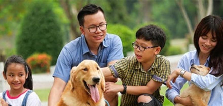 Family with a dog