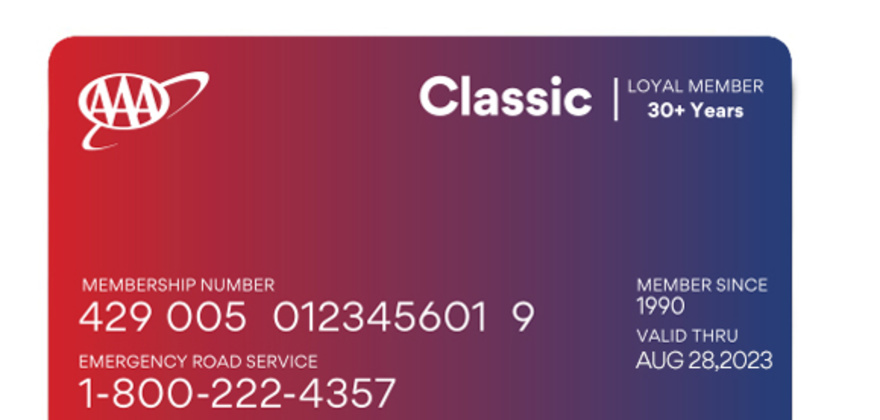 Example of a AAA Classic membership card