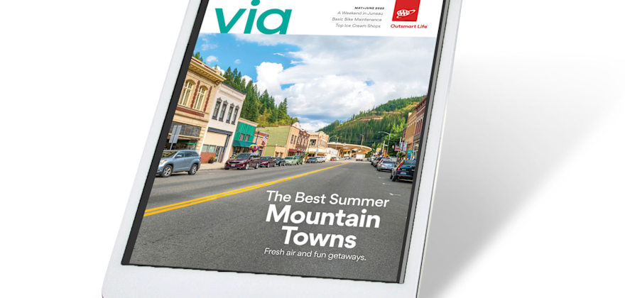 Via Magazine May June 2022 digital magazine cover on a tablet.