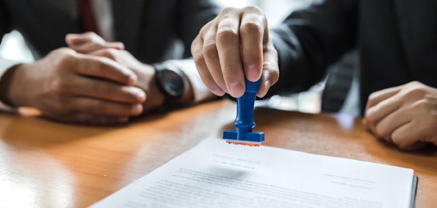 Notary stamping document