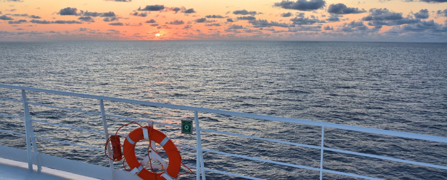 sunset from a cruise ship deck