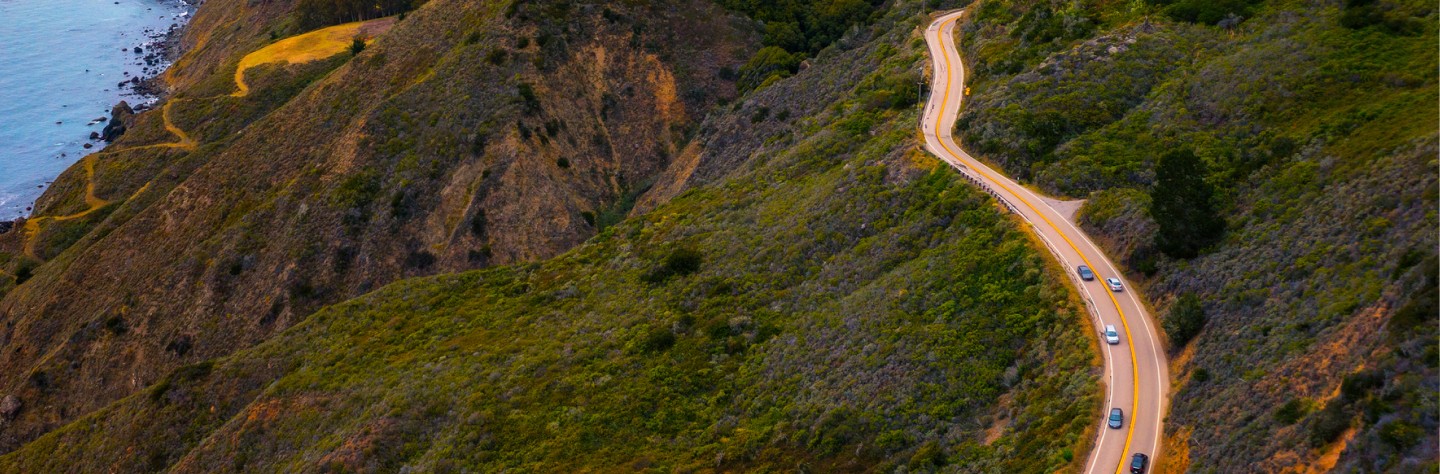 Scenic road for driver with AAA insurance.