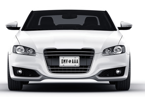 white car with AAA DMV plates