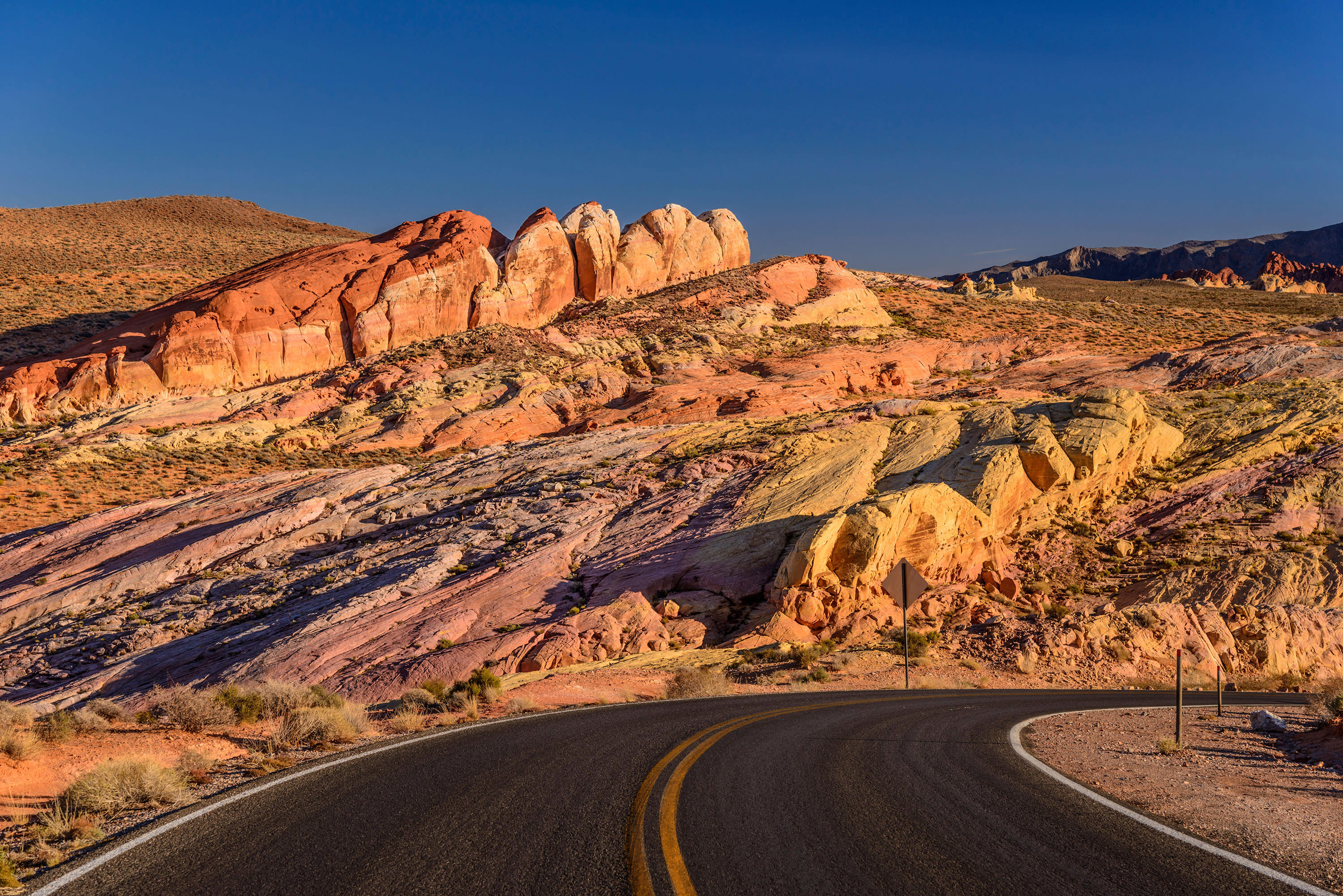 Pink Canyon formations seen from White Domes Scenic Byway in Valley of Fire State Park.