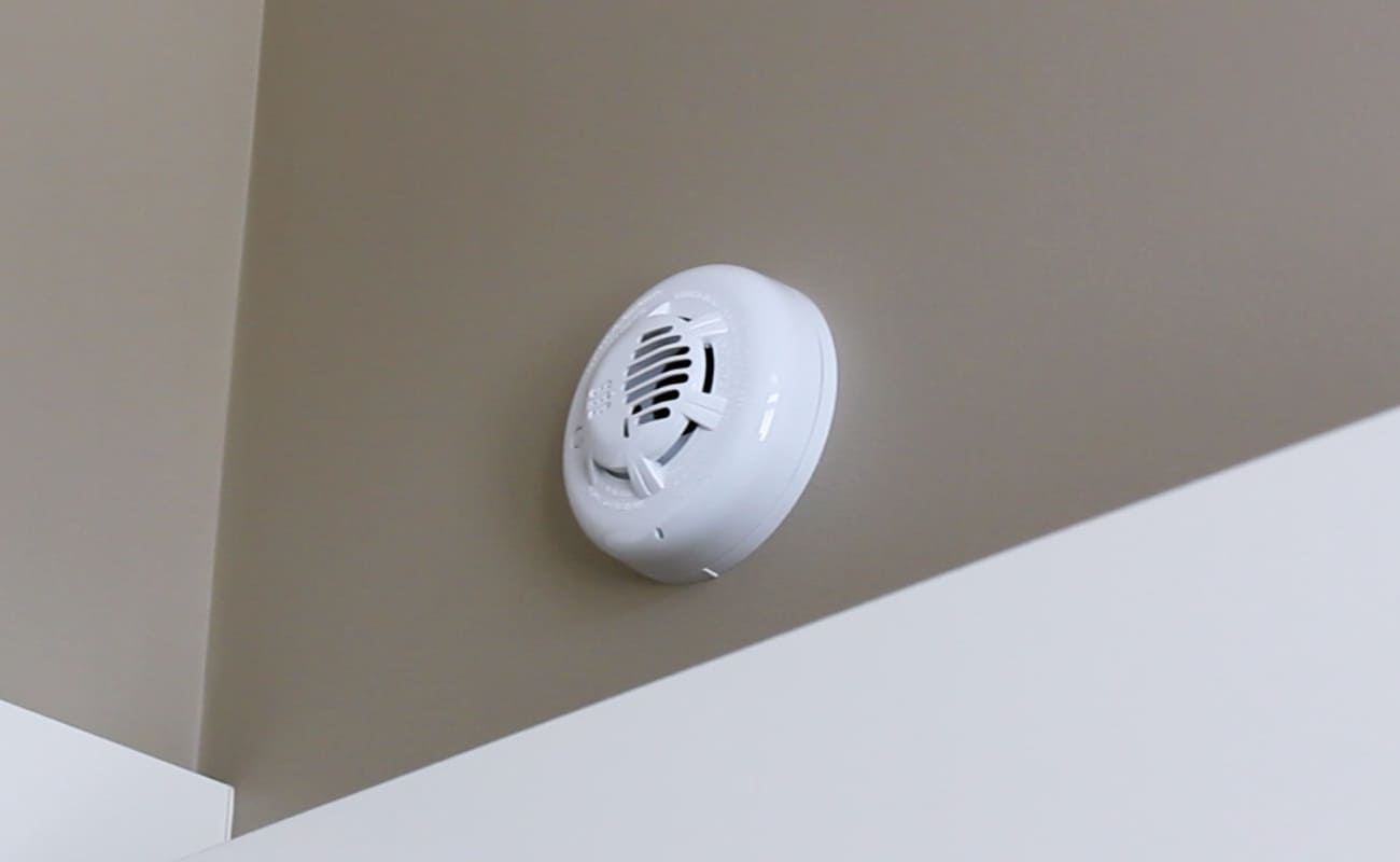 Smoke detector on wall