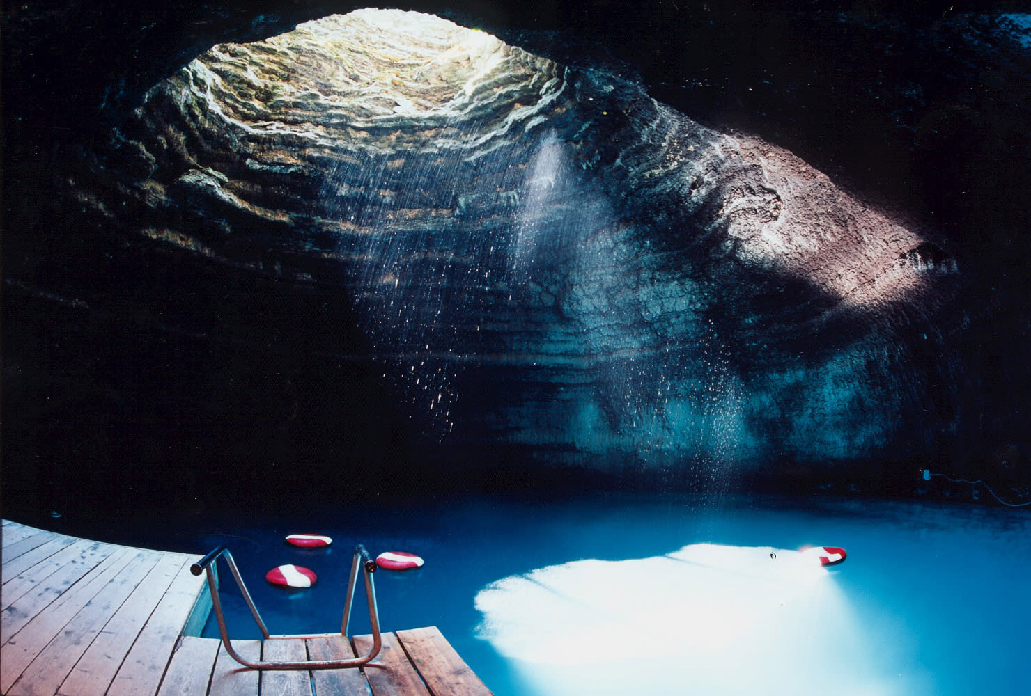 Rain falls inside the Utah Crater at Homestead Farm.