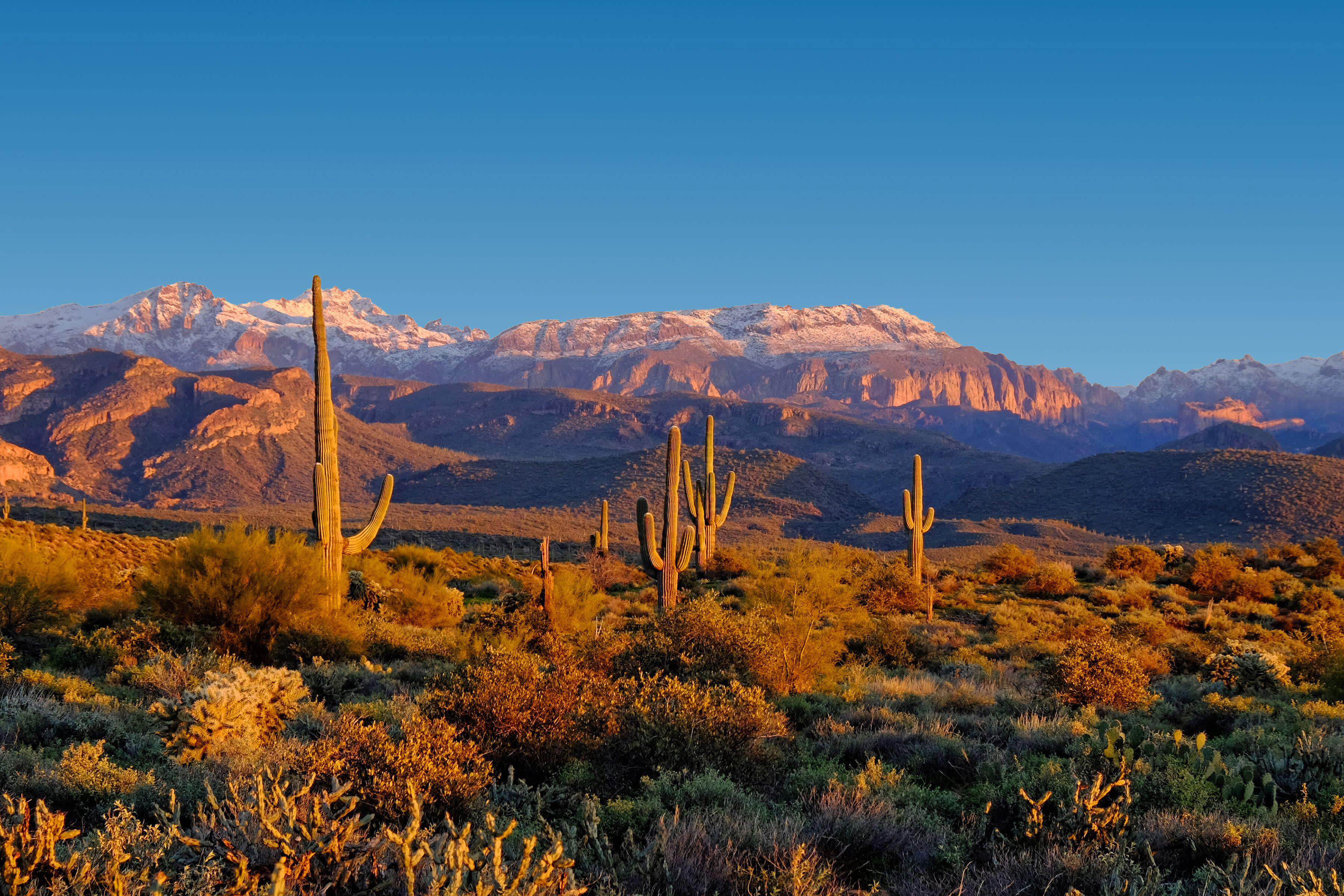 The sun sets on Lost Dutchman State Park in Arizona.