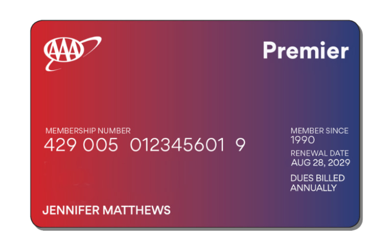 Example of a AAA Premier membership card