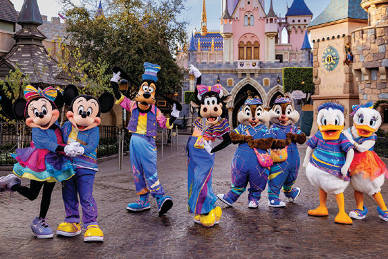 disneyland characters in 70th anniversary outfits