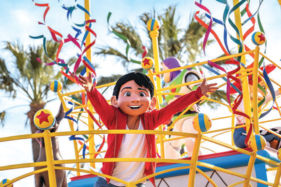 character in pixar pals celebration parade at disneyland